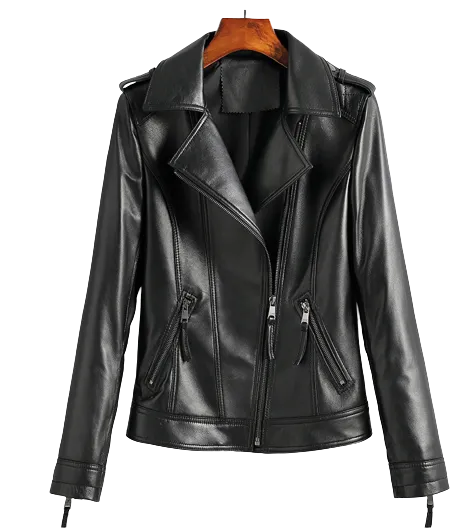 Womens Kinsley Genuine Lambskin Biker Leather Jacket