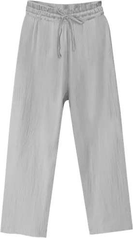 Women's Summer Cotton Linen Pants Drawstring Waist Straight Leg Loose Trousers Lightweight Comfy Boho Beach Pant